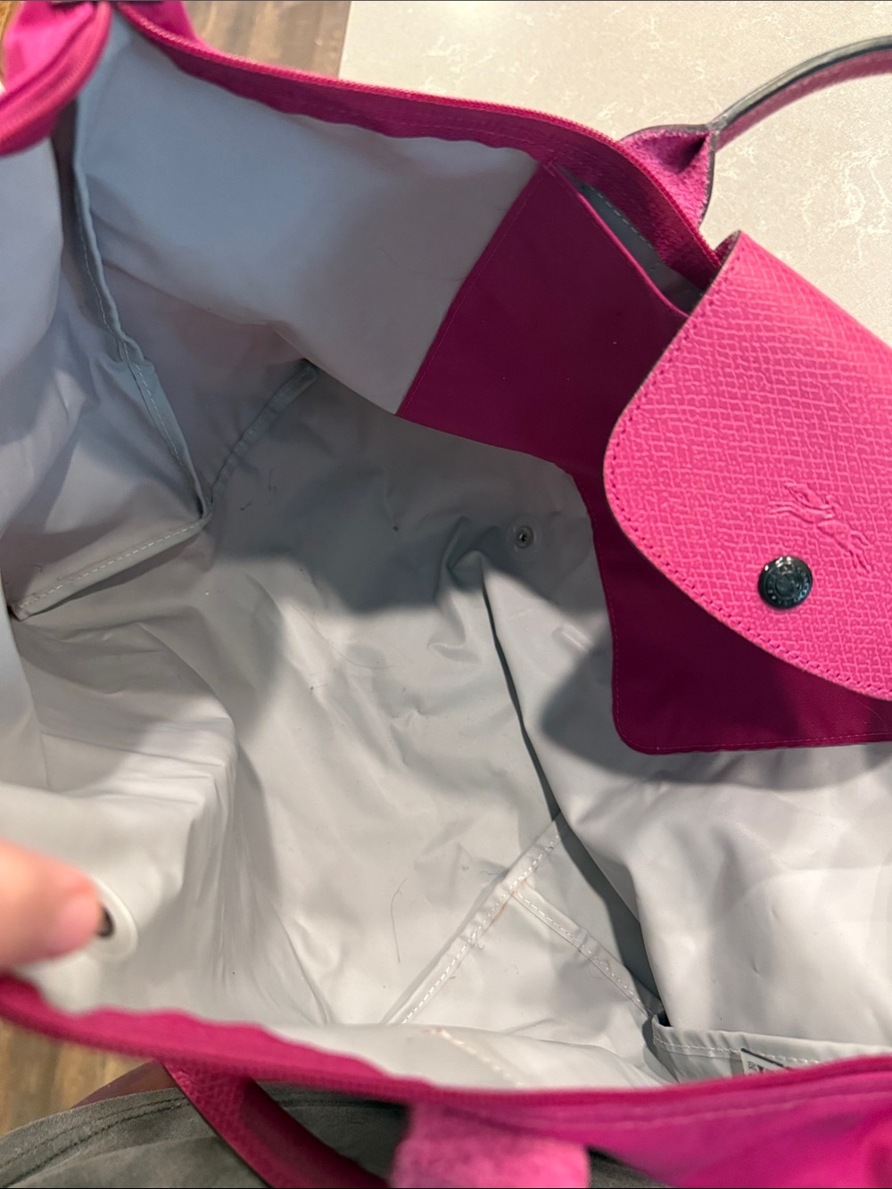 Longchamp Tote in Bright Fuchsia with Black Logo - Picture 5 of 11